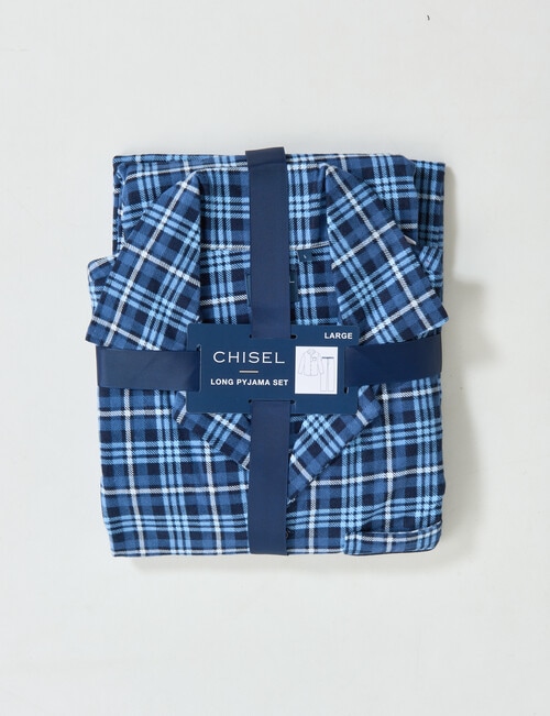 Chisel Check Flannel Long PJ Set, Navy & Blue product photo View 05 L