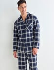 Chisel Check Flannel Long PJ Set, Navy, Grey & White product photo