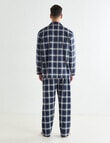 Chisel Check Flannel Long PJ Set, Navy, Grey & White product photo View 02 S