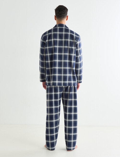 Chisel Check Flannel Long PJ Set, Navy, Grey & White product photo View 02 L