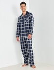 Chisel Check Flannel Long PJ Set, Navy, Grey & White product photo View 03 S
