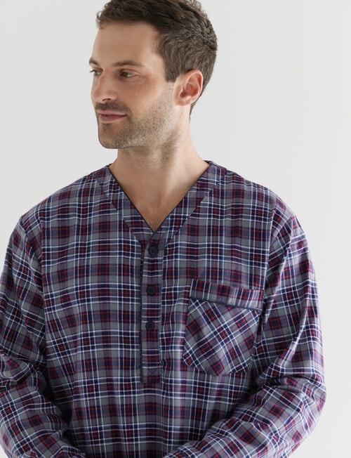Chisel Check Flannel Nightshirt, Navy, Red & White product photo View 03 L