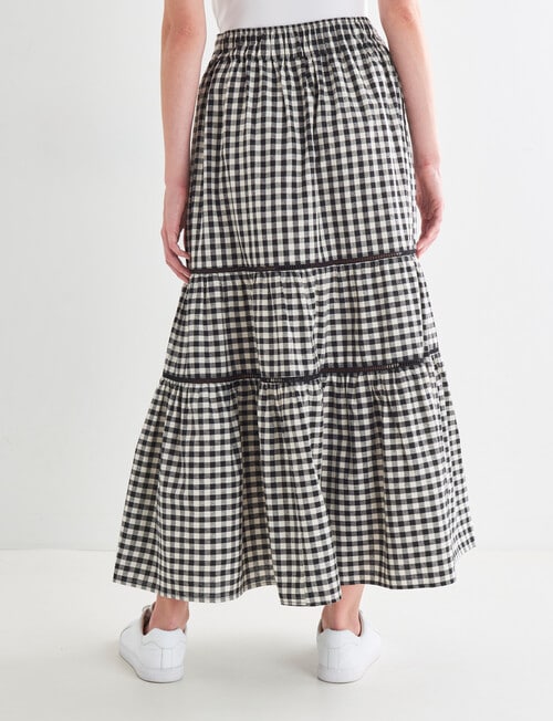 Zest Check Tiered Skirt, Black & Oat product photo View 02 L