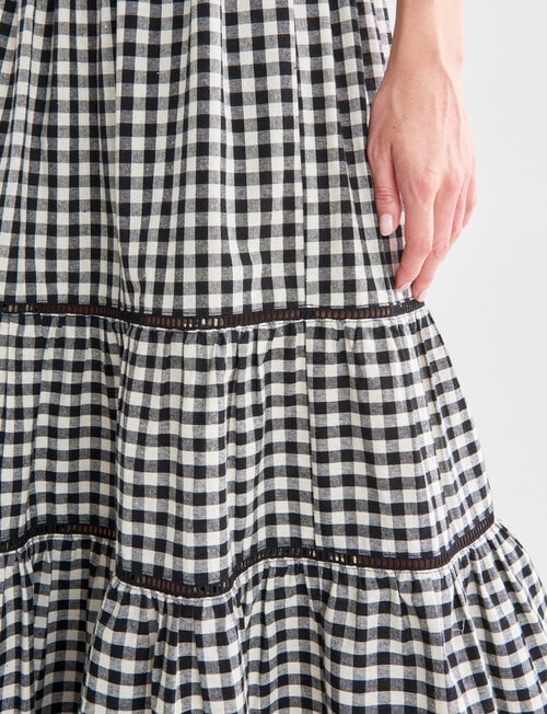 Zest Check Tiered Skirt, Black & Oat product photo View 04 L