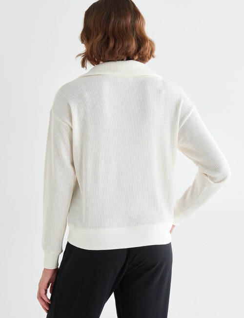 Zest Supersoft Zip Collar Rib Top, Ivory product photo View 02 L