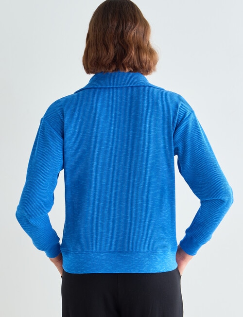 Zest Supersoft Zip Collar Rib Top, Olympic Blue product photo View 02 L