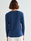 Zest Long Sleeve Rib Top, Navy Marle product photo View 02 S