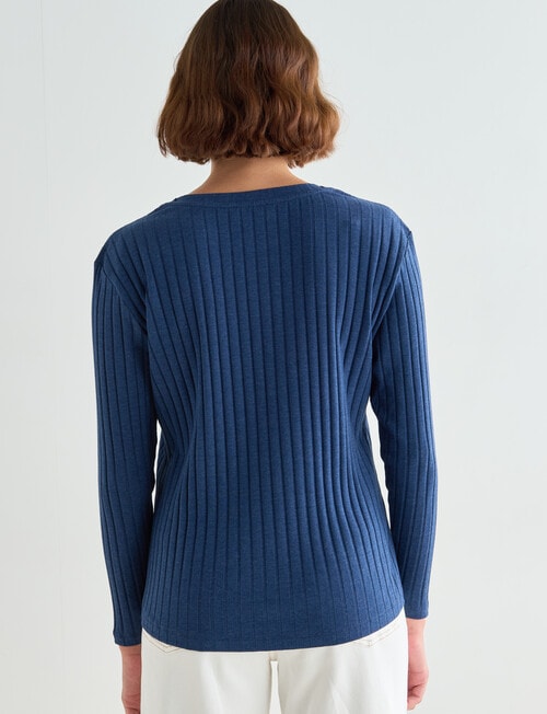 Zest Long Sleeve Rib Top, Navy Marle product photo View 02 L
