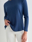 Zest Long Sleeve Rib Top, Navy Marle product photo View 04 S
