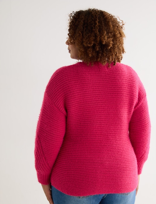 Studio Curve Fluffy Yarn Jumper, Hot Pink product photo View 02 L