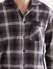 Chisel Check Flannel Long PJ Set, Black, Brown & White product photo View 03 S