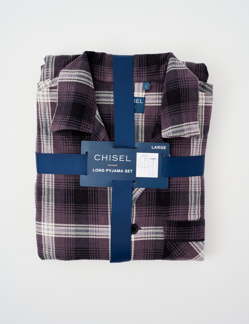 Chisel Check Flannel Long PJ Set, Black, Brown & White product photo View 04 L