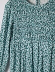 Mac & Ellie Floral Long Sleeve Shirred Dress, Denim Blue product photo View 02 S