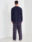 Mazzoni Long Sleeve Tee & Brushed Check Pant PJ Set, Maroon, Navy & White product photo View 02 S