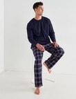 Mazzoni Long Sleeve Tee & Brushed Check Pant PJ Set, Maroon, Navy & White product photo View 03 S