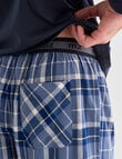 Mazzoni V-Neck Long Sleeve Tee & Check Pant PJ Set, Navy, Blue & White product photo View 04 S