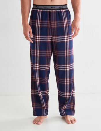 Mazzoni Brushed Cotton Check Pant, Navy & Red product photo