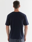 Mazzoni V-Neck Cotton Rich Knit Tee, Navy product photo View 02 S