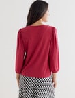 Whistle 3/4 Puff Sleeve Textured Fabric Tee, Fuschia product photo View 02 S
