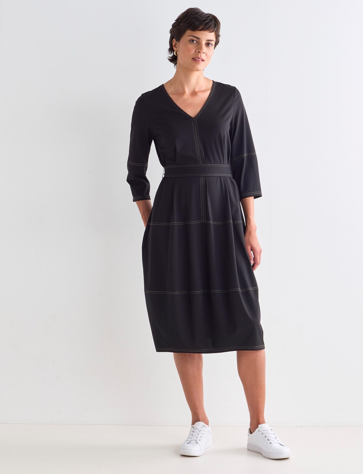 Jigsaw Full Circle Knit Dress, Black Dresses