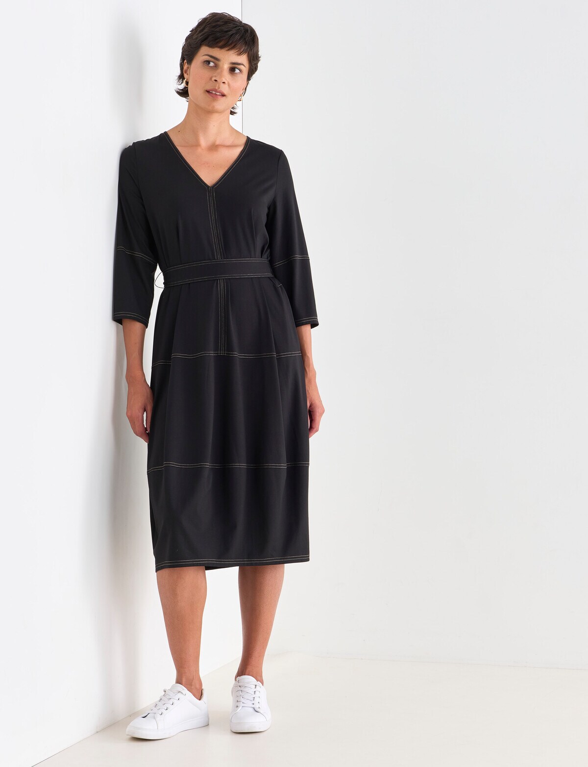 Jigsaw Full Circle Knit Dress, Black Dresses
