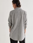 Jigsaw Cadence Stripe Long Shirt, Black & Bone product photo View 02 S