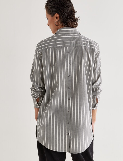 Jigsaw Cadence Stripe Long Shirt, Black & Bone product photo View 02 L