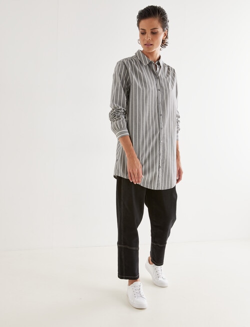 Jigsaw Cadence Stripe Long Shirt, Black & Bone product photo View 03 L