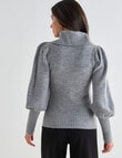 Whistle Puff Sleeve Jumper, Silver Marle product photo View 02 S
