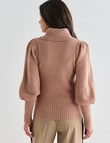 Whistle Puff Sleeve Jumper, Camel Marle product photo View 02 S
