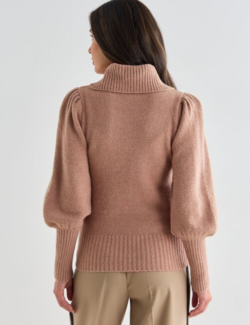 Whistle Puff Sleeve Jumper, Camel Marle product photo View 02 L