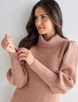 Whistle Puff Sleeve Jumper, Camel Marle product photo View 04 S