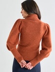 Whistle Puff Sleeve Jumper, Rust Marle product photo View 02 S