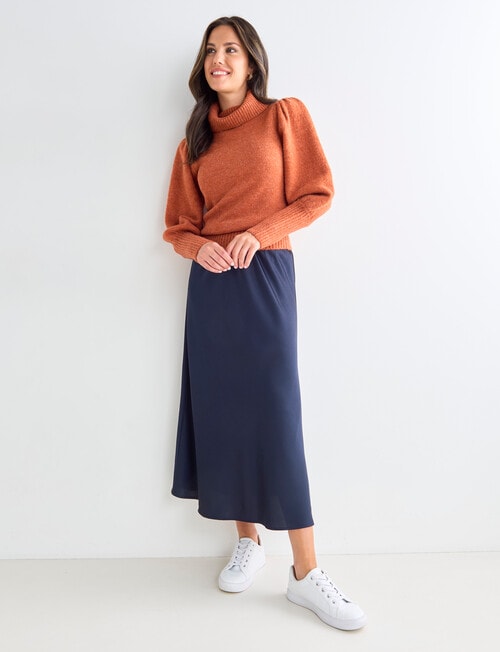 Whistle Puff Sleeve Jumper, Rust Marle product photo View 03 L