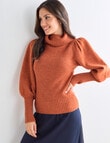 Whistle Puff Sleeve Jumper, Rust Marle product photo View 05 S