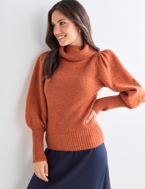 Whistle Puff Sleeve Jumper, Rust Marle product photo View 05 L