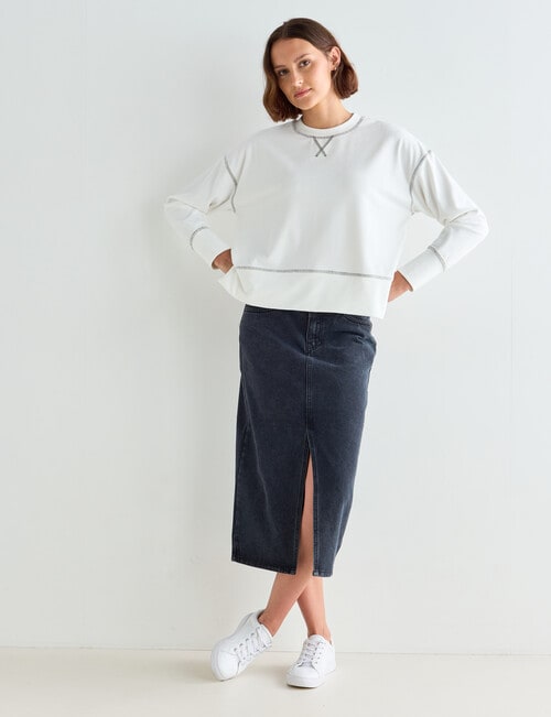 Zest Boxy Crew Cord Top, Ivory product photo View 03 L