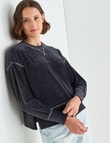 Zest Boxy Crew Cord Top, Charcoal product photo