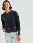 Zest Boxy Crew Cord Top, Charcoal product photo View 05 S