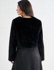 Harlow Long Sleeve Cropped Faux Fur Jacket, Black product photo View 02 S