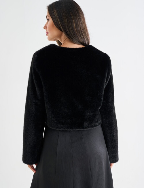Harlow Long Sleeve Cropped Faux Fur Jacket, Black product photo View 02 L