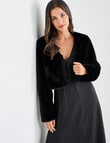 Harlow Long Sleeve Cropped Faux Fur Jacket, Black product photo View 05 S