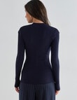 Whistle Essential Rib Turtle Neck, Navy product photo View 02 S