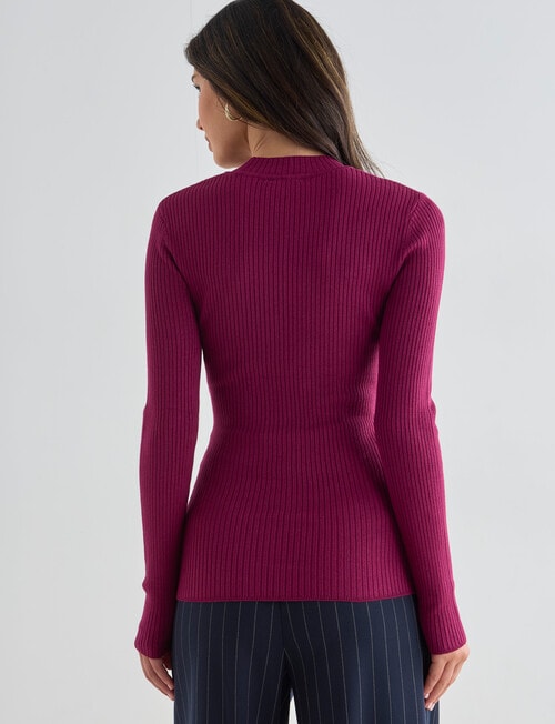 Whistle Essential Rib Turtle Neck, Magenta product photo View 02 L