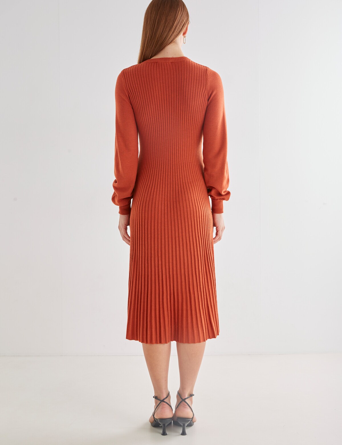 Oliver Black LongSleeve Pleat Knit Dress, Paprika Dresses