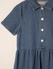 Switch Short Sleeve Tiered Denim Dress, Mid Blue product photo View 02 S