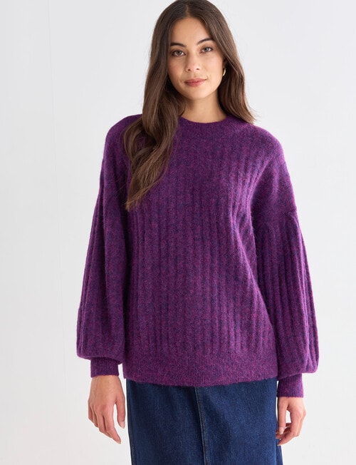 Mineral Juno Alpaca Blend Sweater, Magenta Marle product photo View 04 L