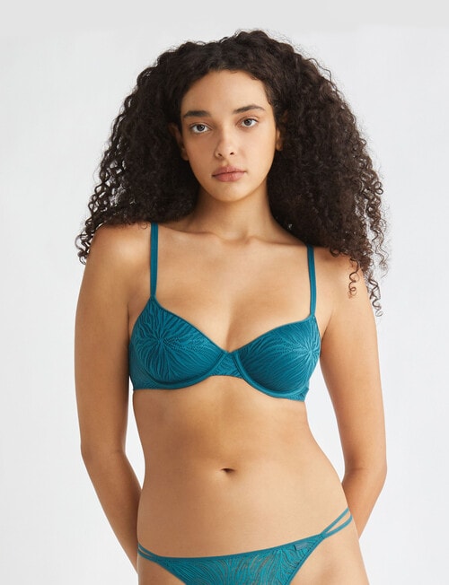 Calvin Klein Sheer Marquisette Lace Bra, Dark Green, A-E product photo View 02 L