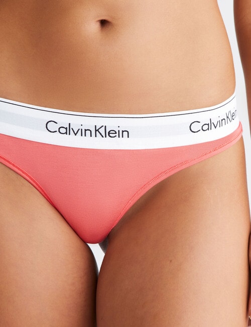 Calvin Klein Modern Cotton Thong Brief, Calypso Coral, XS-L product photo View 02 L