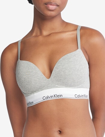 Calvin Klein Modern Cotton Plunge Push Up Bra, Grey, A-DD product photo